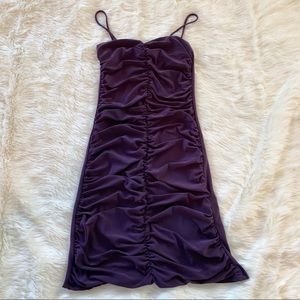 Charlotte Russe ruched dress with bow back purple